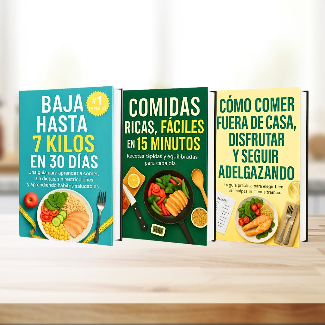 Pack de 3 Ebooks Digitales: Baja hasta 7 kilos en 30 días - El método definitivo para bajar de peso de forma saludable